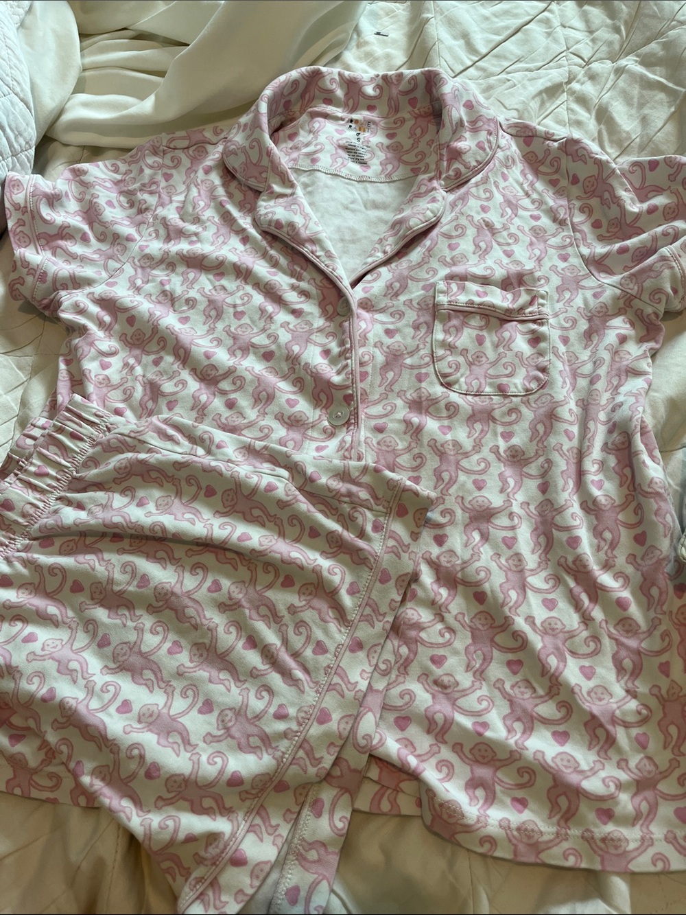 Roller Rabbit Pink Monkey Short Sleeve Pajama Set